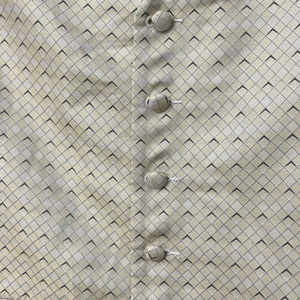 Moda Formal Wear Suit Vest Size Adult Large Mens Button light Yellow White - Picture 2 of 11